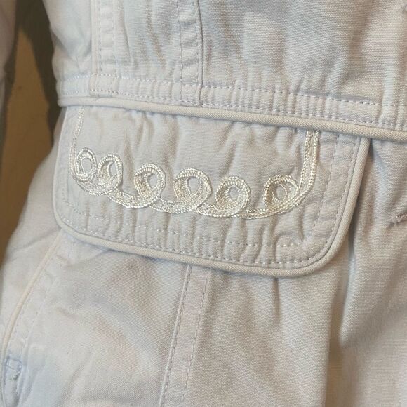 New juniors white boho jacket embroidered accents, fitted blazer size S by AZIZ - Picture 8 of 11